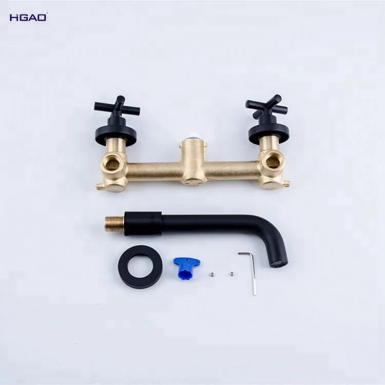 Matt Black Bathroom Vanity Faucets Mixer Sink Faucet Tap Single Wall Mounted Ceramic Factory Direct Wholesale Brass In-Wall