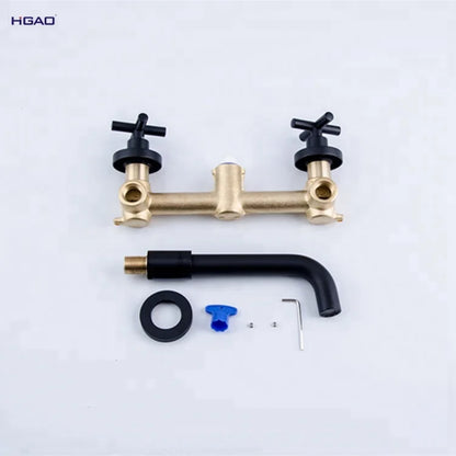 Matt Black Bathroom Vanity Faucets Mixer Sink Faucet Tap Single Wall Mounted Ceramic Factory Direct Wholesale Brass In-Wall