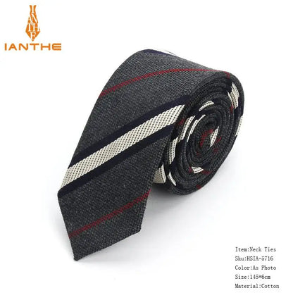 Fashion Tie Classic Men's Stripe Necktie Casual Cotton Suits Bowknots Neck Ties Male Business Skinny Slim Ties Colourful Cravat