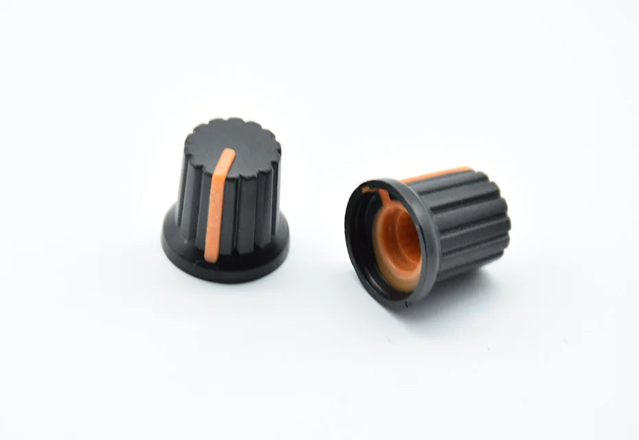 10Pcs  Shaft Hole Dia Plastic Threaded Knurled Potentiometer  6mm  Knobs Caps