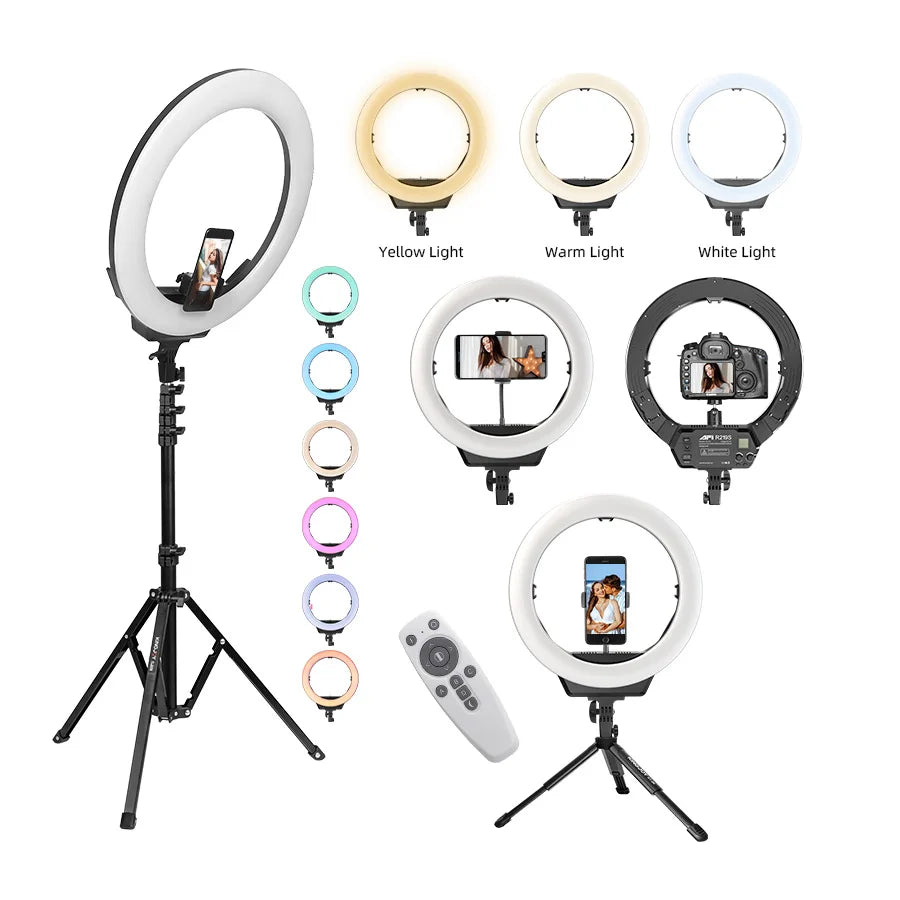 High Quality  Professional Photography Ring Light 18 Inch LED Ring Lights 50W Dimmable With Tripod Stand Storage Bag Right Light