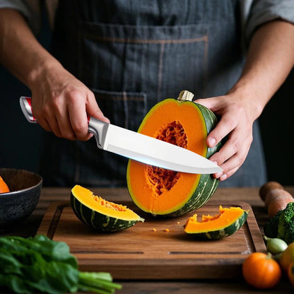 9Pcs Professional Chef Knife with Rotatable Block,Non Stick Sharp Stainless Steel Kitchen Knife Set with Sharpener for Home Cook