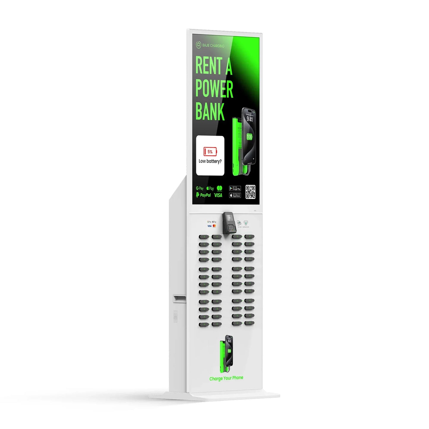 Large Vending Machine Mobile Power Kiosk 48 Slots Shared Mobile Power Station Restaurant Coffee Shop Easy to Rent and Use
