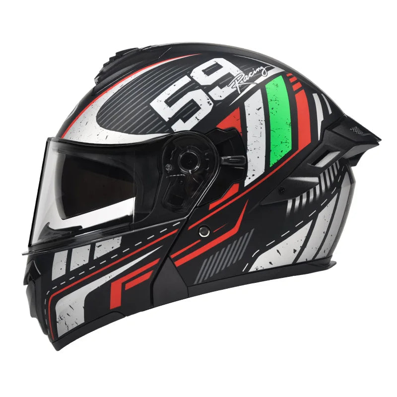 New Unisex Motorcycle Flip up Helmet ABS Safety Modular All Seasons 1 Year Warranty AD Dual Visor Unisex Cascos Para Moto Helmet