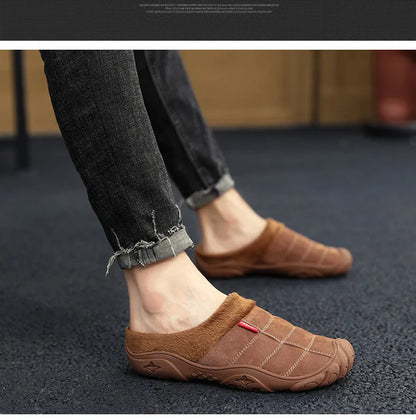 New Men Slippers Winter Bottom Soft Home Shoe Cotton Thick Slippers Indoor Slip-On Slides Comfortable Shoe Slippers Plus Size