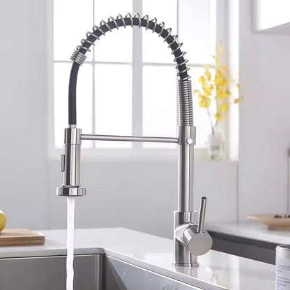 Modern Stainless Steel Single-Handle Kitchen Faucet Deck Mounted with Side Spray for Hotel Use