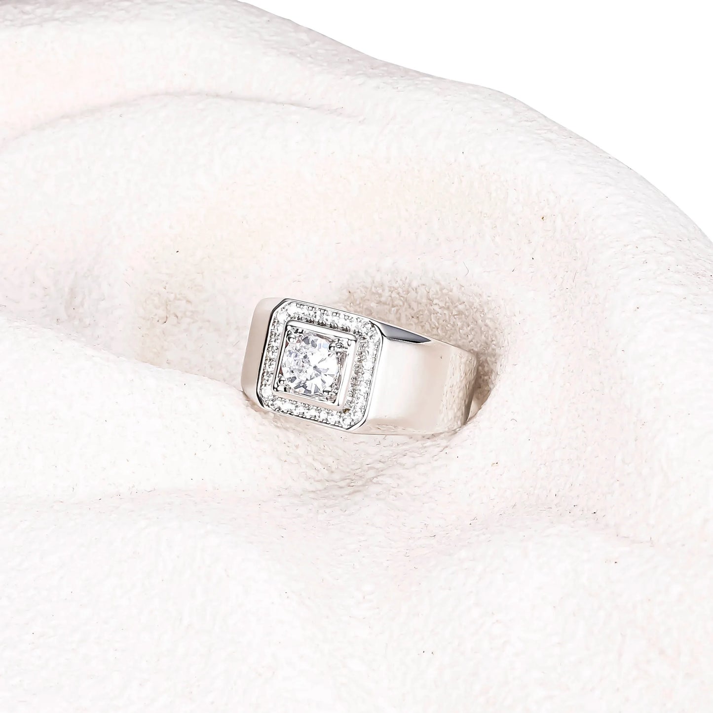 CM Jewelry Wholesale Classic Fashion High Quality Brass Zircon Gemstone Men Man Boys Glossy White Gold Plating Men's Rings