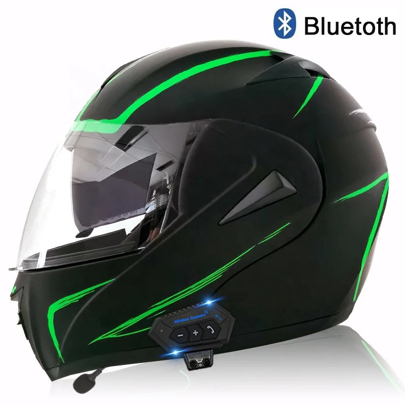 Carbon Fiber Pattern Electric Scooter Motorcycle Blueto0th Wireless Headphone Speaker Open Face Double Lens Full Face Helmets