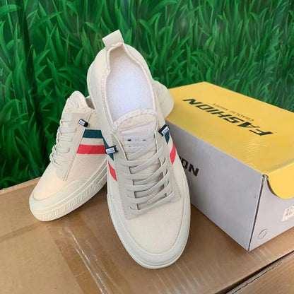 New Men's Casual Sports Shoes White Fashion Walking Shoes with Round Toe