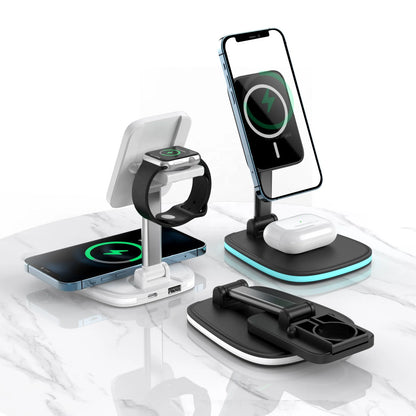 Portable Charger Magnetic Wireless 3 in 1 Charger Stand Fast Charging Cell Phone Holder Multi-function Wireless Charger