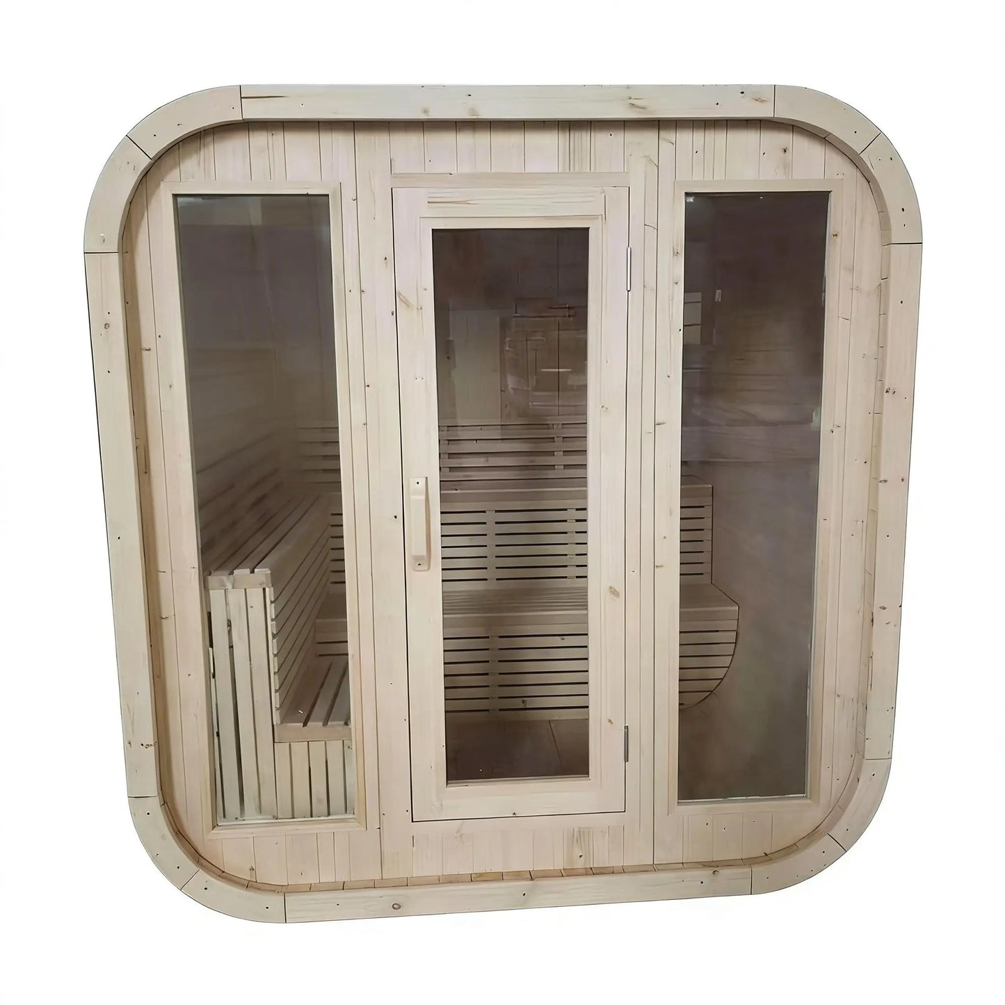 Eco-friendly Canadian White Pine Wood Cube Sauna 4-6 Person High Quality Outdoor Garden Sauna Cabin with Electric Stove