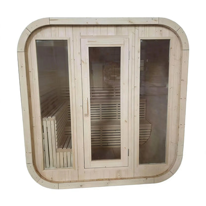 Eco-friendly Canadian White Pine Wood Cube Sauna 4-6 Person High Quality Outdoor Garden Sauna Cabin with Electric Stove