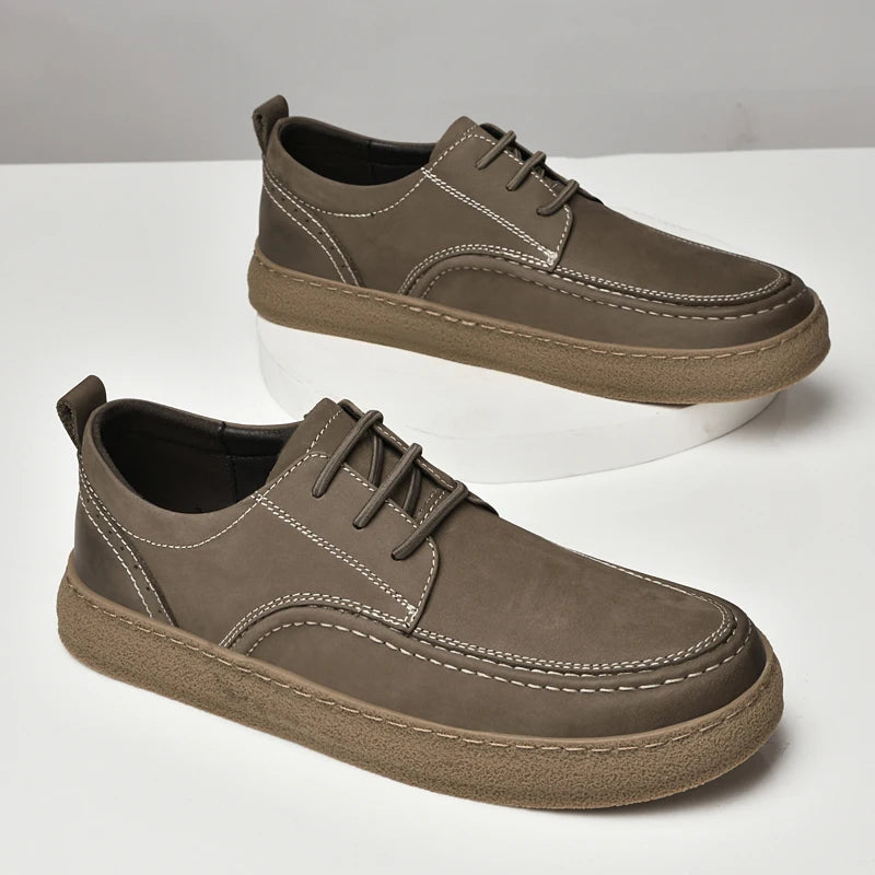 New Wholesale Lace-up Fashion Female Leather Boots for Women 37-46 Big Size Real Cow Skin Boat Shoes Original Famous 2025