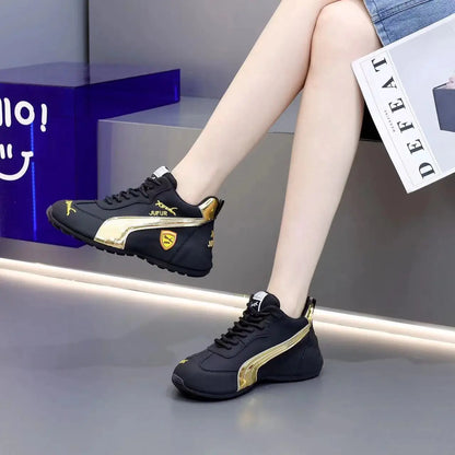Women's Casual Sneakers Chunky Platform Shoes Unisex Leather Height Increasing Shoes