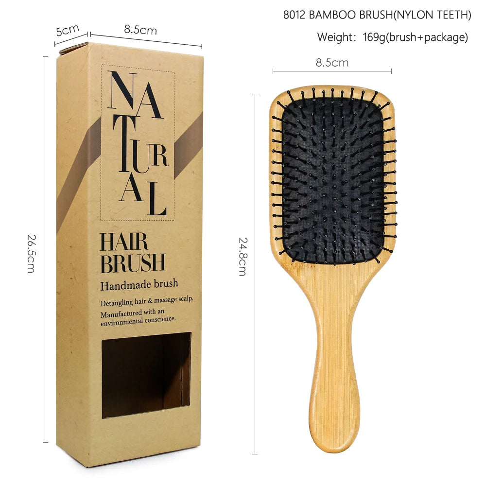 Masterlee Factory Wholesale Bamboo air Bag Detangling Paddle Scalp for Hair Growth Massage  Hair Brush with Packaging Box