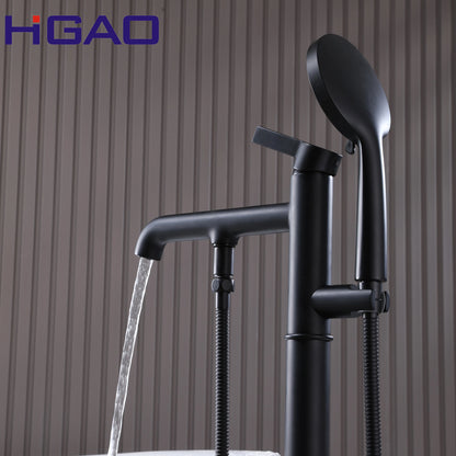 Kaiping Factory Free Standing Copper Bath Tub Mixer Tap Rain Shower Faucet Set Thermostatic Single Handle Shower Head Ceramic