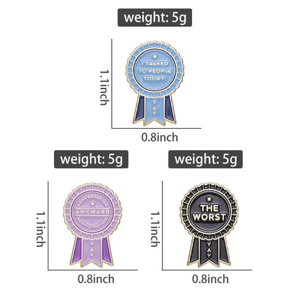 Awkward Worst Medal Brooches Badge Sarcastic Quotes Funny Enamel Pins Clothes Collar Lapel Badge Jewelry Pin for Backpack Hat