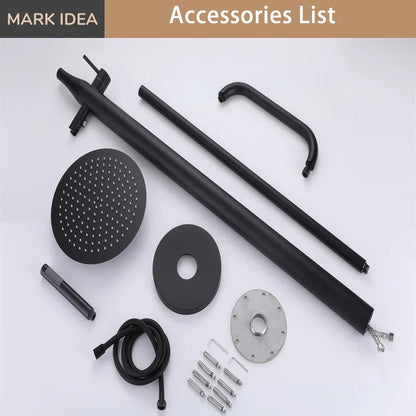Freestanding Outdoor Shower System Set Matte Black Stainless Steel Beach Outdoor Shower Swimming Pool Outdoor Shower