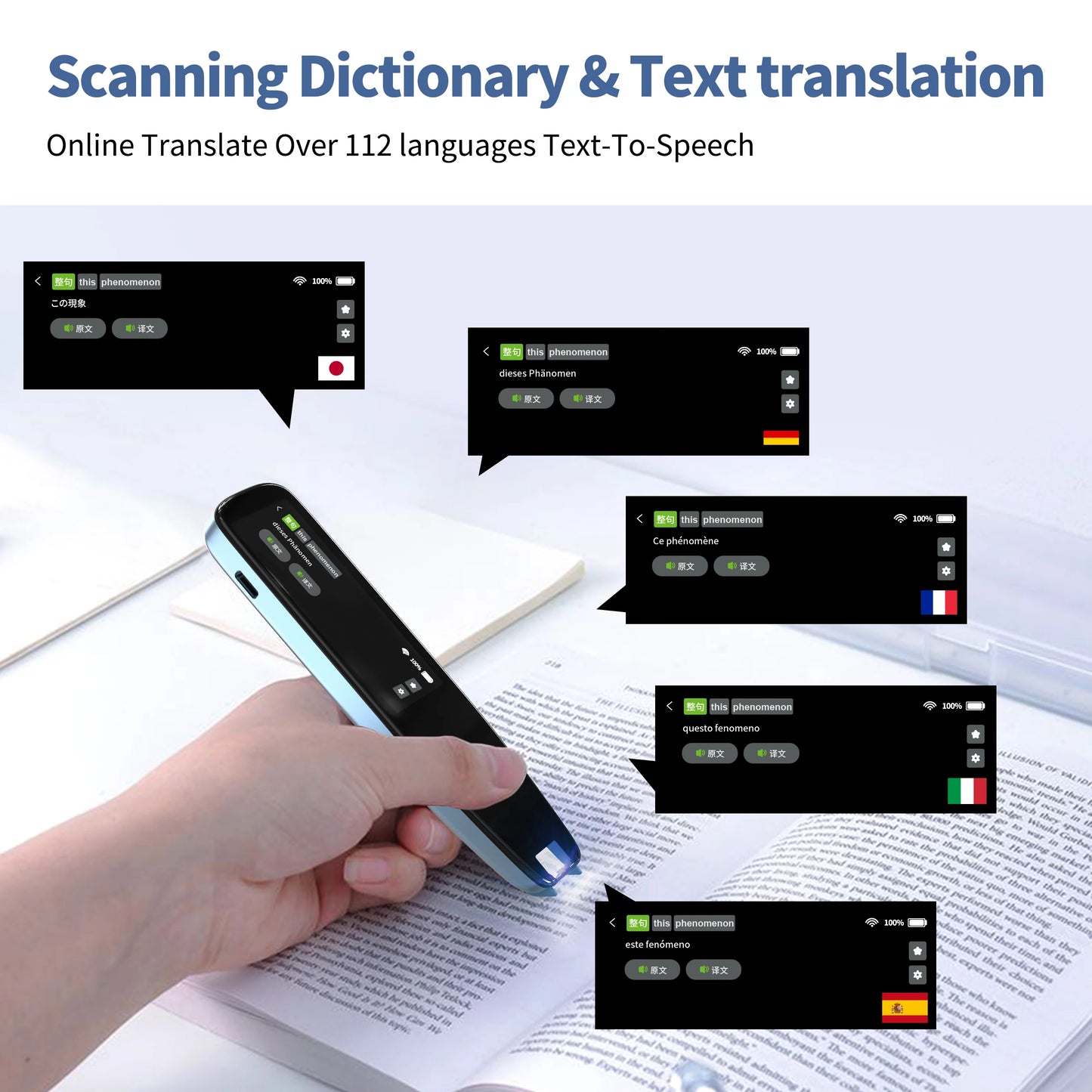 Smart Instant Voice Photo Scanning Translator 2.98 Inch Touch Screen Wifi Support Offline Portable Multi-language Translation