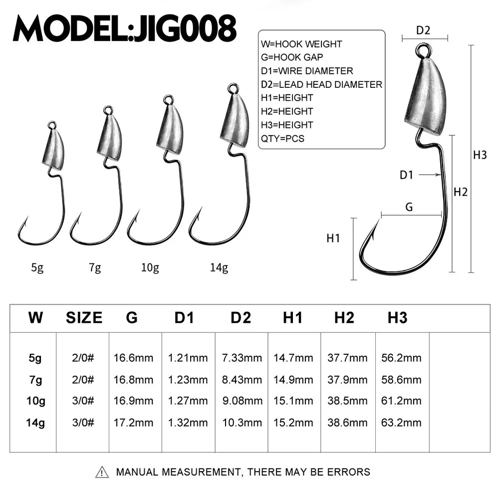 5pcs/bag 5g 7g 10g 14g Sharp-hooks Tip Strongness Root Original Lead Crank Lead Head Hook Fishing Hook