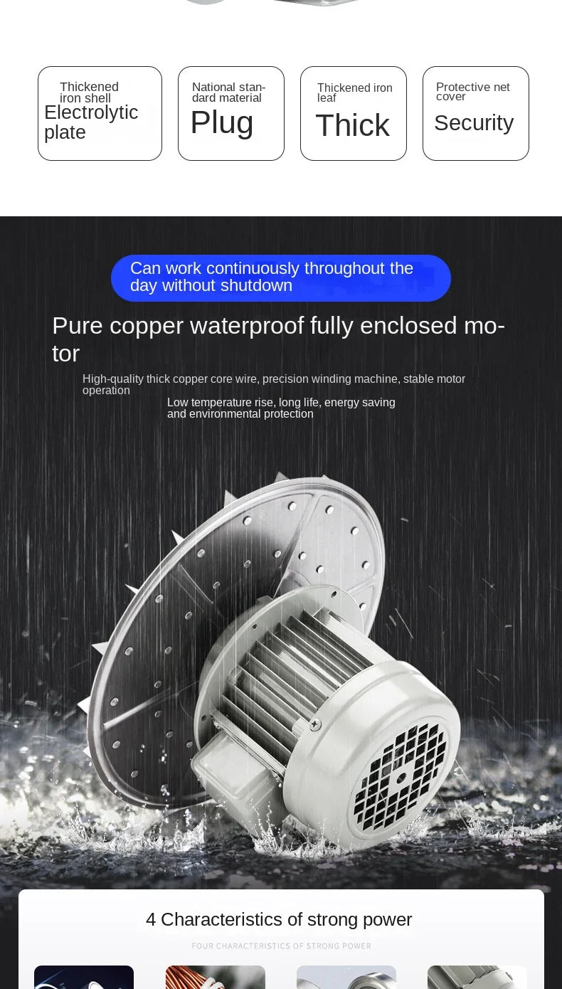 250W Medium Pressure Centrifugal Fan 220V Powerful Industrial Air Blower Free Standing Kitchen Blower OEM/ODM Supported