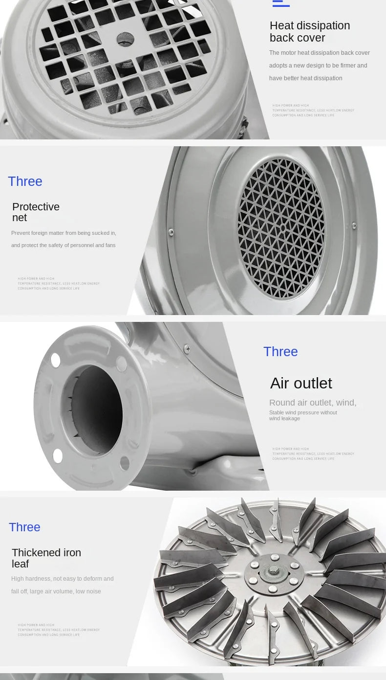 250W Medium Pressure Centrifugal Fan 220V Powerful Industrial Air Blower Free Standing Kitchen Blower OEM/ODM Supported