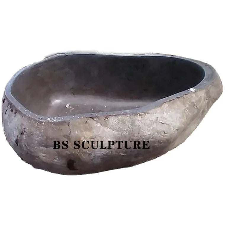 Outdoor Decoration Natural River Brown Stone Bathtub for Sale