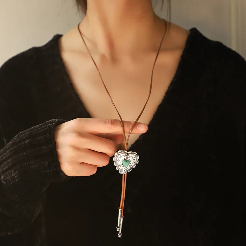 FCJ European and American Retro Style Turquoise Cross Necklace Fashion Pendants & Charms