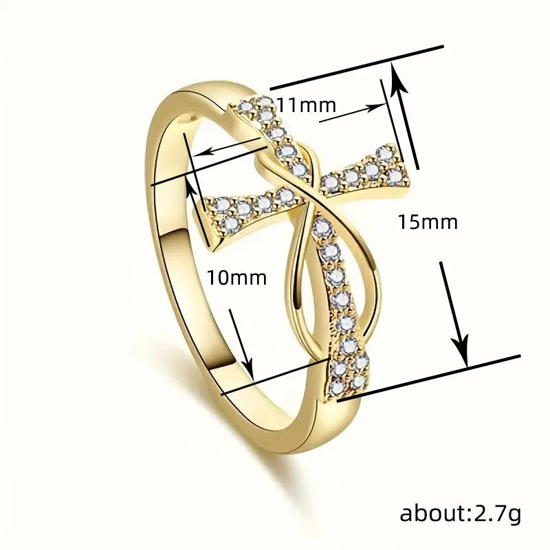 H332 Cross Ring Women's Gold Tone Cubic Zirconia Pave Setting Christian Religious Gift Fashion Jewelry