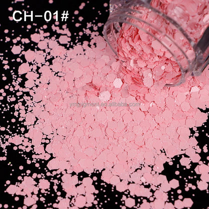 Factory Matt Macaron Colors Nail Sequins Solvent Resistant Non-Toxic Chunky Glitter Bulk Tumbler Snow Globe Epoxy Resin Festival