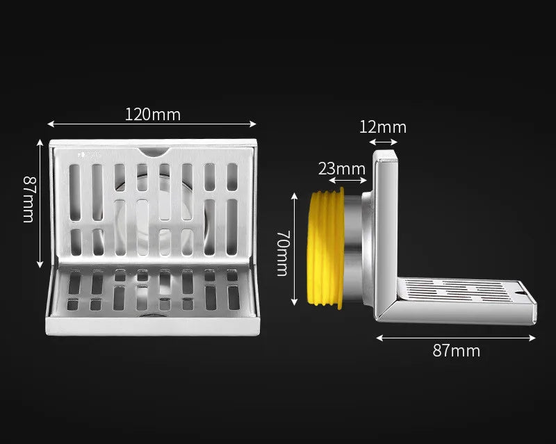 Hongdec HD42805 304 Stainless Steel Modern Square Hotel Bathroom Floor Drain Right Angle Design Electroplated 3-Year Warranty