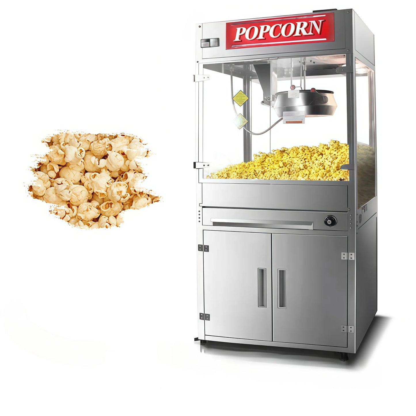 Large Popcorn Machine with 16 Oz Kettle Commercial Cinema Stainless Steel Automatic Popcorn Snack Popcorn Machine