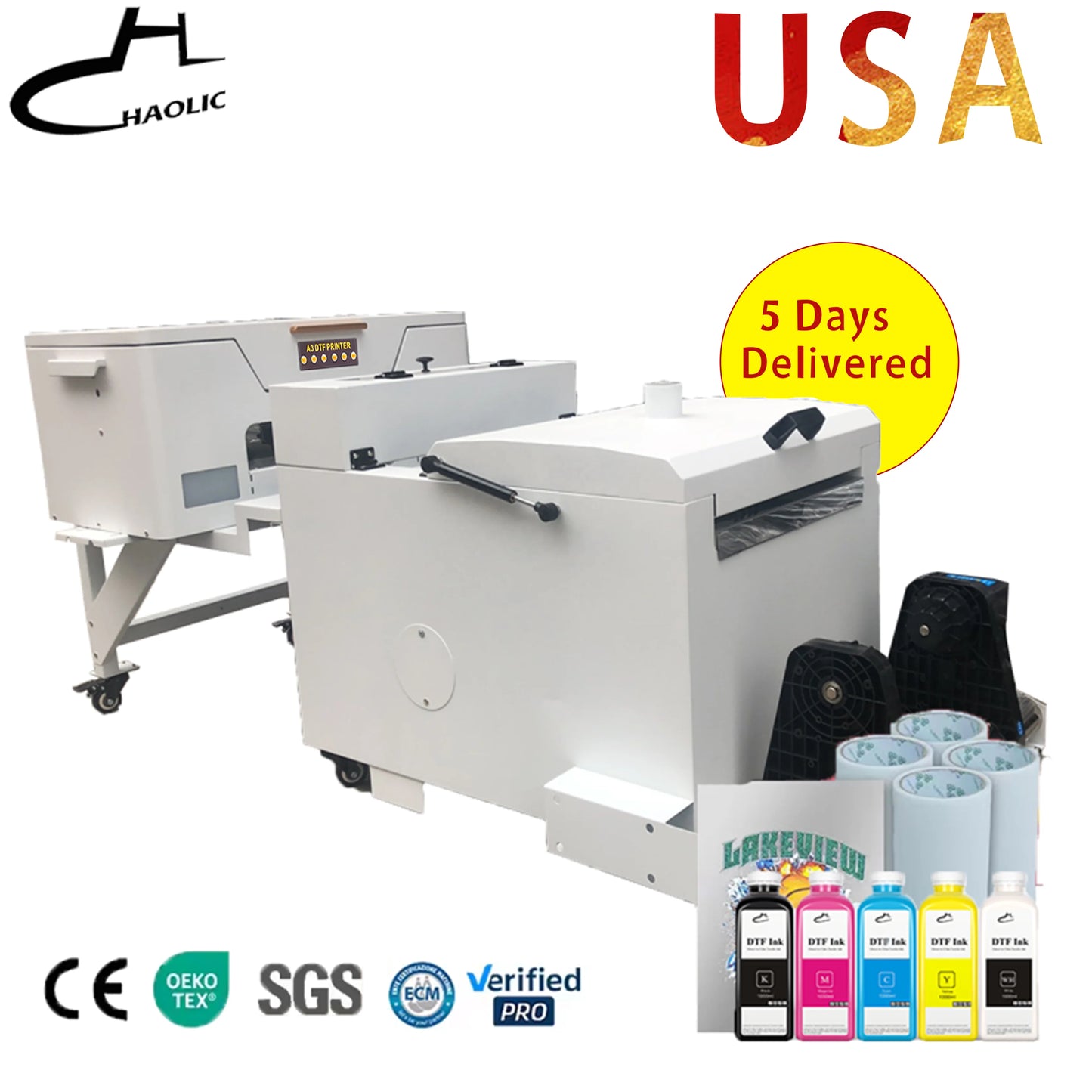 New Arrival A3 Black DTF Powder Shaker Machine with Roller Wrapper & Heater for T-Shirt Textile Printing