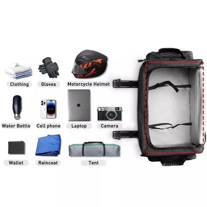 Rear Tail Seat Bag Black Retro Deluxe Roll Pannier Tool Bag for Motorcycle