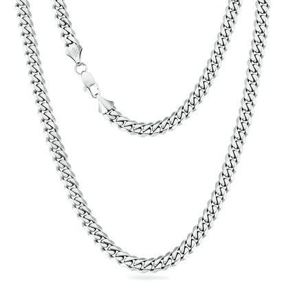 USA Free Shipping Real 8mm 14k Gold Plated Miami Cuban Link Chain Women Gifts Jewelry Stainless Steel Waterproof Mens Necklace