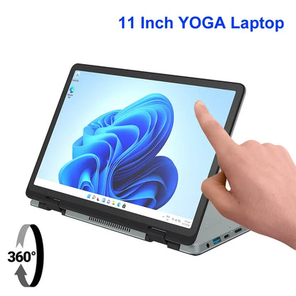 Factory Direct 11inch IPS Touch Screen YOGA 360 Degree Flip Laptop Intel N100 16GB RAM 512GB SSD Windows 11 Pro Home Use