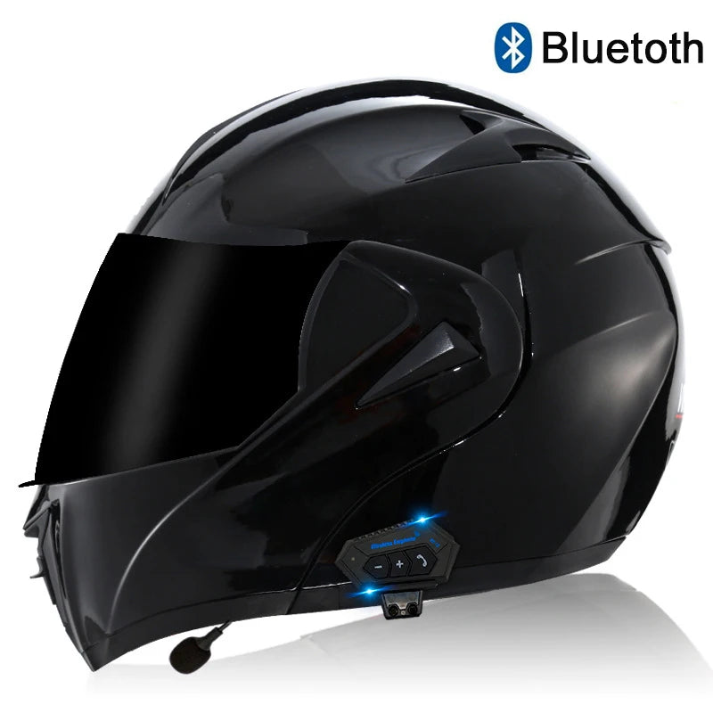 Carbon Fiber Pattern Electric Scooter Motorcycle Blueto0th Wireless Headphone Speaker Open Face Double Lens Full Face Helmets