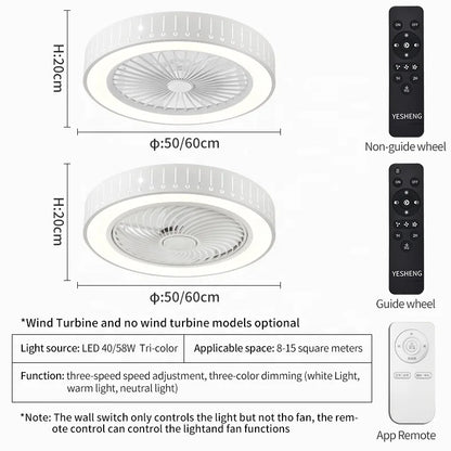 732E Smart Ceiling Fan with Remote and Light 50cm 60cm for Bedroom Ceiling Fan with Light Manufacturers