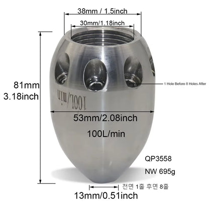 1/2 G1/2 High Pressure 8-Hole Nozzle Sewage Sludge Pipeline Flushing Gun Nozzle for Cleaning and Washing Tool Kit