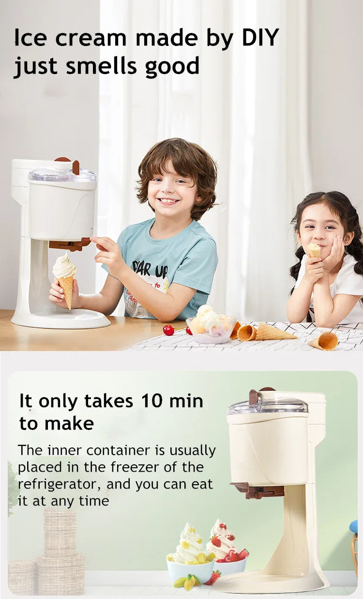 Automatic Bench Top Simple Operation Large Capacity Mini Soft Ice Cream Machine for Home DIY Ice Cream Machine Manual