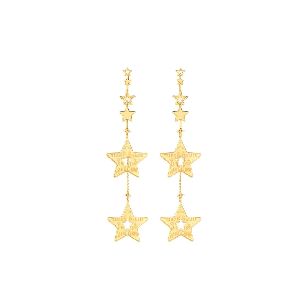 Silver Gold Star Drop Earrings for Women Everyday Wear Fine Jewelry Dangle with Pearl Center Stone