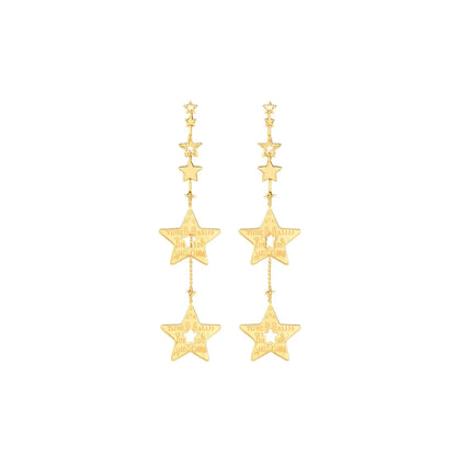 Silver Gold Star Drop Earrings for Women Everyday Wear Fine Jewelry Dangle with Pearl Center Stone