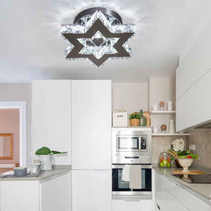 Modern K9 Crystal Chandelier Cool White Living Room Star Design Ceiling Light for Kitchen Living Room