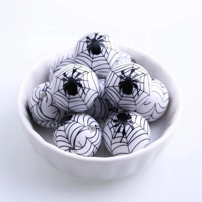 New Gumball Halloween Fashion Chunky Solid Print ArachnidBeads for Jewelry Necklace Making 20mm  Acrylic Beads