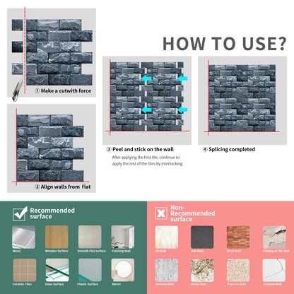 10 Pcs 13.5 X 11.5 Inch Self Adhesive Tile Stickers Waterproof PVC+PE Backsplash Tile Peel and Stick Wall Tiles for Kitchen