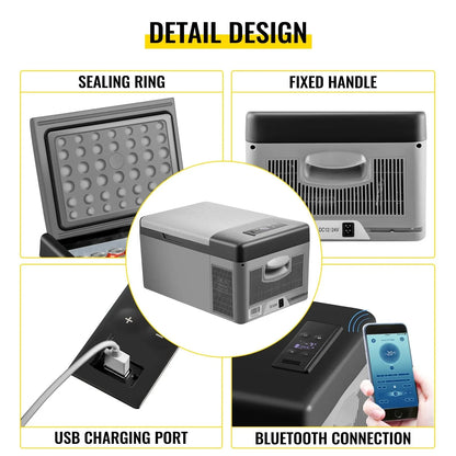 EU Ready Stock Portable Car Freezer, 15L Portable Refrigerator Freezer, Dual Storage Zone Camping Freezer, -4℉~50℉ 12 Volt