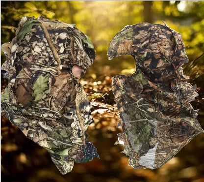 New Ghillie Suit Ghillie Camouflage Leafy Hat 3D Full Face Mask Headwear Turkey Camo Hunter Hunting Accessories