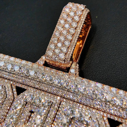 Super Bling Luxury Hip Hop Charm Pendant 925 Sterling Silver Rose Gold Plated VVS Moissanite Iced Drip Jewelry Men's