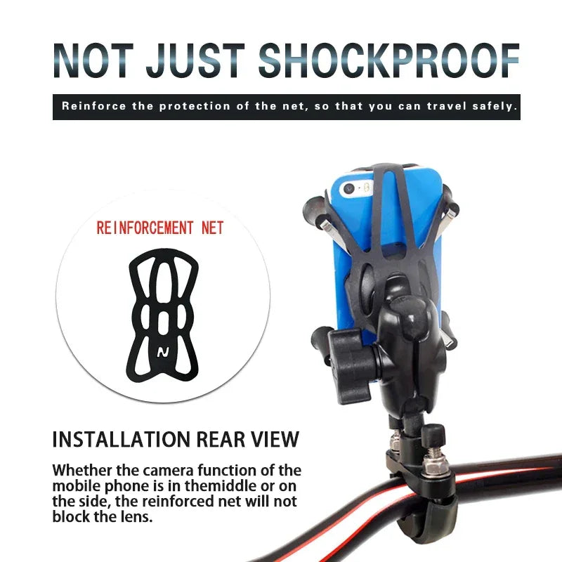 Grip U Bolt Base Ball Mounts Motorcycle Bike Stand Holder Phone Moto Aluminum Flexible Waterproof Bicycle Phone Holder for Ram