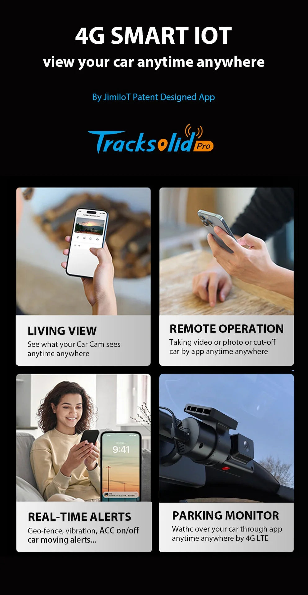 Jimilot JC181 Mini Dual Dash Cam 4G DVR WiFi USB 1080P GPS Event Video G-Sensor Fuel Cutoff Rotatable Car Camera 64GB ADAS